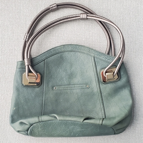 B Makowsky Purse Shoulder Bag Teal Aqua Tiger Print Liner - Picture 8 of 12
